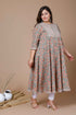 Miravan Womens Plus Size Camel Brown Gotta Patti Pure Cotton Anarkali Kurta