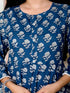 Miravan Womens Blue Cotton Floral Printed Anarkali Kurta