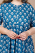 Miravan Womens Plus Size Blue and White Ethnic Motifs Printed Cotton Anarkali Kurta