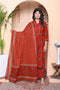 Miravan Womens pure cotton Animal Printed Straight Kurta with Palazzo and Dupatta Set