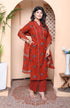 Miravan Womens pure cotton Animal Printed Straight Kurta with Palazzo and Dupatta Set