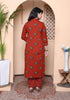 Miravan Womens pure cotton Animal Printed Straight Kurta with Palazzo and Dupatta Set