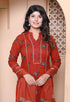 Miravan Womens pure cotton Animal Printed Straight Kurta with Palazzo and Dupatta Set