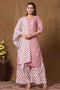 Miravan Womens Cotton Kurta With Palazzo and Dupatta Set Excess