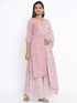 Miravan Womens Pink Floral Printed Gotta Patti Pure Cotton Kurta With Palazzo And Dupatta Set
