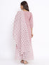 Miravan Womens Pink Floral Printed Gotta Patti Pure Cotton Kurta With Palazzo And Dupatta Set