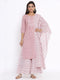 Miravan Womens Pink Floral Printed Gotta Patti Pure Cotton Kurta With Palazzo And Dupatta Set