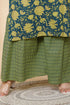 Miravan Womens Plus Size Green Floral Printed Cotton Kurta With Sharara and Dupatta Set