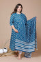 Miravan Womens Plus Size Blue Printed Anarkali Kurta With Dupatta
