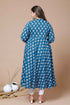 Miravan Womens Plus Size Blue Printed Anarkali Kurta With Dupatta