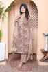 Miravan Womens Multicolor Floral Printed Pure Cotton Kurta and Palazzo with Dupatta Set