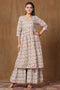 Miravan Womens Pink Cotton Floral Print Anarkali Kurta Sharara