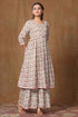 Miravan Womens Pink Cotton Floral Print Anarkali Kurta Sharara