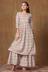 Miravan Womens Pink Cotton Floral Print Anarkali Kurta Sharara