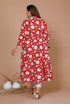 Miravan Womens Red Plus Size Pure Cotton Floral Printed Anarkali Kurta