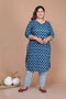 Miravan Womens Blue Plus Size Pure Cotton Straight Kurta And Palazzo Set