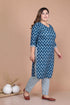 Miravan Womens Blue Plus Size Pure Cotton Straight Kurta And Palazzo Set