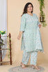 Miravan Womens Green Plus Size Floral Printed Straight Kurta And Palazzo With Dupatta Set
