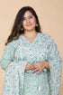 Miravan Womens Green Plus Size Floral Printed Straight Kurta And Palazzo With Dupatta Set