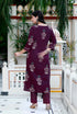 Miravan Womens Cotton Fabric Purple New Style Kurta With Palazzo