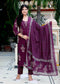 Miravan Womens Cotton Fabric Purple Kurta With Palazzo And Dupatta