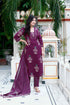 Miravan Womens Cotton Fabric Purple Kurta With Palazzo And Dupatta