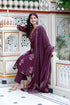 Miravan Womens Cotton Fabric Purple Kurta With Palazzo And Dupatta