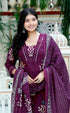 Miravan Womens Cotton Fabric Purple Kurta With Palazzo And Dupatta