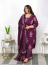 Miravan Womens Plus Size Cotton Fabric Purple Color Kurta With Palazzo And Dupatta