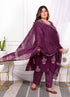 Miravan Womens Plus Size Cotton Fabric Purple Color Kurta With Palazzo And Dupatta
