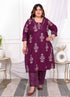 Miravan Womens Plus Size Cotton Fabric Purple New Style Kurta With Palazzo