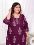 Miravan Womens Plus Size Cotton Fabric Purple New Style Kurta With Palazzo