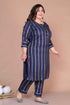 Miravan Womens Plus Size Navy Blue Pakistani Kurta With Palazzo