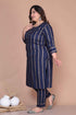 Miravan Womens Plus Size Navy Blue Pakistani Kurta With Palazzo