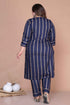 Miravan Womens Plus Size Navy Blue Pakistani Kurta With Palazzo