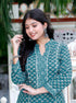Miravan Womens Cotton Blue Floral Printed Straight Kurta And Palazzo