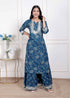 Miravan womens Cotton Floral Printed V Neck Kurta with Flared Palazzo