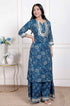 Miravan womens Cotton Floral Printed V Neck Kurta with Flared Palazzo