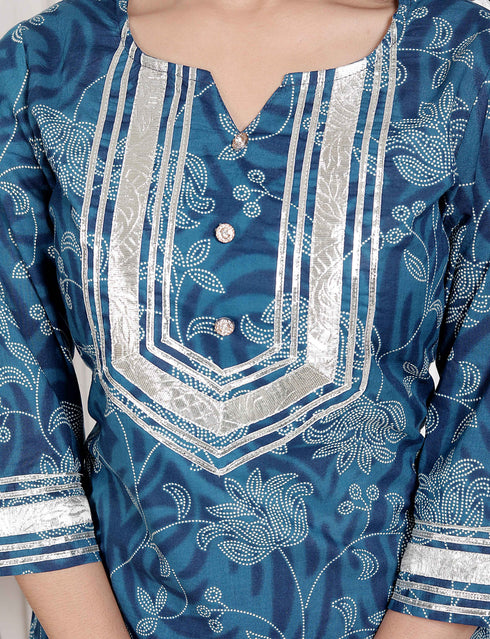 Miravan Womens Gota Patti cotton Kurta Paired with Palazzo and Dupatta