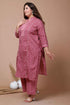 Miravan Womens Plus Size Pink Printed Gota Patti Cotton Kurta With Palazzo