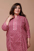 Miravan Womens Plus Size Pink Printed Gota Patti Cotton Kurta With Palazzo