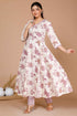 Miravan Womens Pink Floral Printed Anarkali Kurta With Palazzo