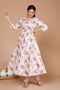 Miravan Womens Pink Floral Printed Anarkali Kurta With Palazzo