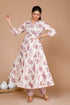 Miravan Womens Pink Floral Printed Anarkali Kurta With Palazzo