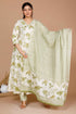 Miravan Womens Green Printed Anarkali Kurta With Palazzo And Dupatta
