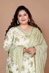 Miravan WomenS Plus Size Green Printed Anarkali Kurta With Palazzo And Dupatta
