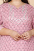 Miravan Womens Plus Size Pink Floral Printed Gotta Patti Pure Cotton Kurta With Palazzo