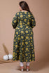 Miravan Womens Plus Size Floral Green Printed Cotton Anarkali Kurta With Dupatta