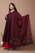 Miravan Womens Plus Size Maroon Printed Cotton Anarkali Kurta and Dupatta