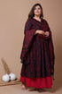 Miravan Womens Plus Size Maroon Printed Cotton Anarkali Kurta and Dupatta